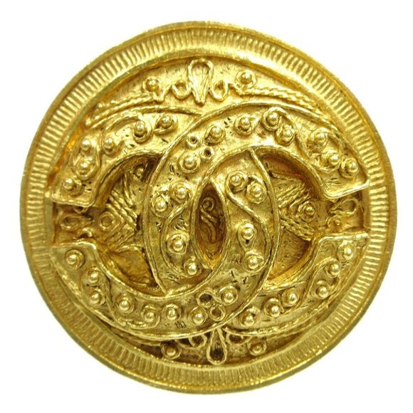 CHANEL CC Medallion Motif Brooch Pin Corsage Gold-plated 94A Authentic 63484 - Picture 1 of 4